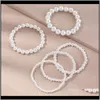 Smycken mode kvinnor pärlarmband hand elastisk sträng multi lager wrap imitation pärlor armband för flickor pärlsträngar dropp deli