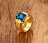 Safir ruby ​​ädelstenar blå röd zirkon diamanter ringar för män 18k guld ton rostfritt stål drake smycken bijoux mode present