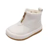 Boots 2021 Warm Little Girl Shoes Girls Leather Winter Plush Thicken Kids Snow Fashion Solid Color Boys Ankle