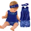 Beer leider baby meisjes kleding sets merk drie stuk sets korte broek + haarband + jurk afdrukken Patten voor baby 6-24m 210708