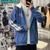 2021 Vår Höst Nya Casual Truvor Män Japan Harajuku Zipper Skriv ut Loose Fit Fashion Sport Cardigan Hoodies Sweatshirts Män Y0804