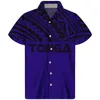 Freizeithemden für Herren HYCOOL Tonga Tattoo Print Marineblau Vintage Kurzarm Herrenhemd Button Up Oversize Hawaiian Beach Custom Herren