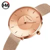 Japan Miyota 2035 Quartz Simple Design Top Merk Luxe Gift Rvs Grote Gebogen Face Dial White Rose Gold Women Horloges 210527