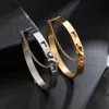 Luxury Brand Jewelry Safety Chain Cuff Bracelet Armband Gold Color Steel Bangle for Women Bracelets Bangles Pulseiras Christmas Q0717