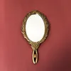 Mirrors Retro Gold Feather Hand-held Mirror Cosmetic Home Decoration European Baroque Style Old Modeling