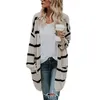 Kobiety Oversized sweter Moda Moda Jesień Zima Długa Stripe Płaszcz Dzianie Kardigan Kurtka Ponchos i Capes Ey * 210812