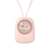 Söt Pet Hanging Neck Fan USB Laddning Portable Handheld Desktop Cartoon Lanyard Space Capsule Fan