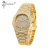 Colar+Relógio+Pulseira Hip Hop Corrente Cubana Liga Dourada Congelada Pavimentada Strass CZ Bling Rapper Jóias de Casamento Para Homens Correntes