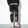 Hip hop modebyxor japanska streetwear byxor grafisk hög gata sweatpants män våren långa svarta byxor stilig kläder 210406