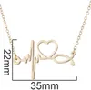 Collares simples de acero inoxidable estetoscopio electrocardiograma collar moda amor corazón gargantilla cadena