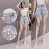 Summer Casual Slose Beaded Tassel Diamond Diamante Femmina A Vita Alta Pantaloncini Jeans Donne Moda Abbigliamento All-Match Pants Lady Abbigliamento abbigliamento