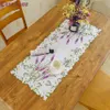 Style japonais 40x90 40x180cm Luxe Violet Lavande Floral Blanc Satin Cutwork Brodé Table Runner TV Stand Cabinet Couverture 210709