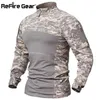 ROVIRE Gear Tactical Combat Koszula Mężczyźni Bawełna Wojskowy Uniform Camouflage T Shirt MultiCam US Camo Długim Rękawem Koszula Y0322