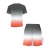 Летние Мужчины наборы лоскутное печать футболка + шорты костюма набор повседневных трексейтов 2 шт. Установка улицы Camisa Masculina 210714