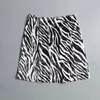 Skirts Vintage Zebra Print Soft Velvet Skirt Women Sexy Side Split High Waist Short Mini Female Back Zipper Bottoms 2021