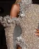 African Bling Gold Sequin Mermaid Trumpet Prom Dresses 2021 Sweetheart Sweep Train Split Long Party Pageant Formella aftonklänningar C4055101