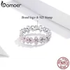 S925 esterlina prata cor-de-rosa coroa de cor-de-rosa cz anéis de dedo para mulheres noivado casamento anel de casamento jóias scr681 211014