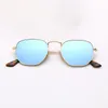 Fashion Hexagonal sunglasses mens sun glasses vintage eyeglasses uv protection glass lenses with top leather case package