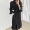 Aelegantmis Coréen Casual Casual Casual Sashes Long Blazer Trench Femmes Bureau Dame Manteau avec ceinture Femme Élégante OL 210607