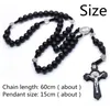 Zwarte mode houten rozenkrans elegante kruis katholieke rozenkrans religieuze kralen lange kettingen ketting voor mannen vrouwen