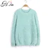 H.SA Femmes Pull d'hiver Oneck Mohair Casual Lâche Pull en tricot Chaud Pulls doux Pull Femme Jumper casaco feminina 210417