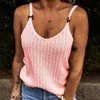 Fashion Summer Women Sexy Vest Knitted Solid Color Female Ladies Low U Neck Blouse for Going Out Casual Shirt Sleeveless Top Y0824
