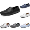 Sapatos de condução ocasional dos homens de couro homens macios Moda Moda Negra Negra Branco Azul Prata Amarelo Calçados Cinzentos All-Match Lazy Cross-border 38-46 Color85