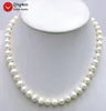 Qingmos Pink Pearl Necklace For Women With Natural 7-8mm Round Freshwater Chokers 17" Fine Jewelry 5840