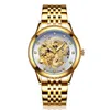 Gold Automatic Watch Homens Dragão Chinês Relógios Mecânicos Mens À Prova D 'Água Relógio de Relógio Luminoso Relógio Montre de Luxe