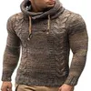 Suéter Para Hombre Invierno Con Capucha Delgado Jersey de Punto Hombre Caqui Manga Larga Twist Patrón Casual Año Sueter Para Hombre 210604
