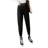 Pantalones pantalones primavera verano moda femenino sólido cintura alta harema pantalón lápiz pantalón casual negro calle streetwear 210428