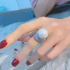 2021 Elegante 16mm Pearl Diamond cz Ring 100% originale 925 sterling silver Fedi nuziali di fidanzamento Anelli per gioielli da donna