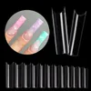 False Nails 240Pcs/Box Nail Tips C Curved Pipe Shaped Transparent Long Square Coffin For Manicure