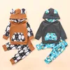 INS Clothes Baby Cute 2PCS Outfit Toddler Long Sleeve Hoodie Cartoon Cat Bear Print Pant Set Baby Unisex Autumn winter Clothing Sets 1319 B3