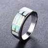 Klassieke bruids verlovingsring vintage mannelijke vrouwelijke witte blauwe opaal steen ring geometrische zilveren kleur trouwringen voor vrouwen mannen x0715