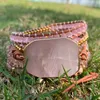 ST0101 nouveau Design femmes Bracelets naturel Rose Quartz Wrap Bracelet en cuir fantaisie à la main Femme Boho Bracelets236Y