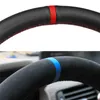 Black Pu Synthetic Leather Red Marker Car Steering Wheel Cover For Bmw M Sport M3 E90 E91 E92 E93 E87 e81 E82 E88 X1 E84 J220808