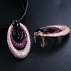 Luxury Brand Design Tiny Red Cubic Zirconia Pave Large Round Black Rose Gold Hoop Earrings Jewelry for Women CZ417 210714