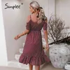 Polka dot ruffle slip women Dress Summer leisure holiday strapless high waist midi dresses Fashion casual female 210414