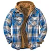 Mäns Jackor 2021 Höst och Vinter Tjock Bomull Coat Plaid Långärmad Loose Hooded Jacket