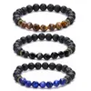 8mm pierre de lave perles hommes bracelet pour femmes rhombique forme perle bracelets bijoux pour pulsera hombre brassard accessoires