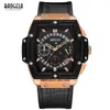 Baogela chronograaf waterdicht quartz horloges voor heren rosé goud lederen sport stopwatch relojios masculinos 1703 rose polsw199l