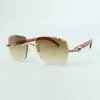 2022 Bouquet Diamond Sunglasses 3524014 with Natural original wooden glasses and cut Lens 3.0 Thickness