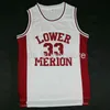 Bryant #33 Lower Merion High School Basketball Red White Jersey Stitched Custom Men Women Youth Basketball Jersey XS-6XL