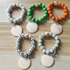 Factory direct selling beaded baseball wooden bead bracelet personality wood chips can be engraved multi-color optional