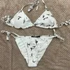 Trendy Harfler Zincir Bikini Mayo Seksi Bölünmüş Halter Spa Havuzları Mayo Yaz Plaj Dalış Mayo Kadın Moda
