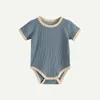 Kids Designer Kläder Baby Short Sleeve Rompers Pure Color Jumpsuits Summer Casual Bodysuit Barn Onesies Sleepwear Bomull Tunn Sektion Wmq882