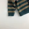 autumn and winter toddler sweater children's pullover single-breasted blue round neck striped cotton cardigan 210701