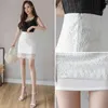 Tingyili Hollow Out Lace Mini Skirts Dames Hoge taille Elegant kantoor dames koker rok zomer zwart wit kort Koreaans X0428