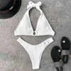 Sexy Rings Bikini 2021 Female Swimsuit Women Swimwear Halter Brazilian Bikini Set Bather Bathing Suit Beach Wear Biquini X0522